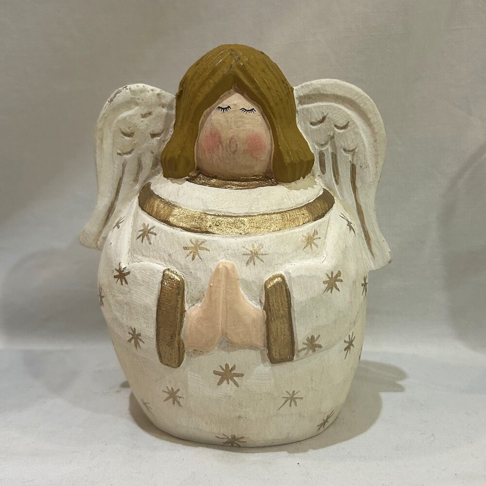 James Haddon Handcrafted Wood Angle Figurine Holiday Decor 5.5"